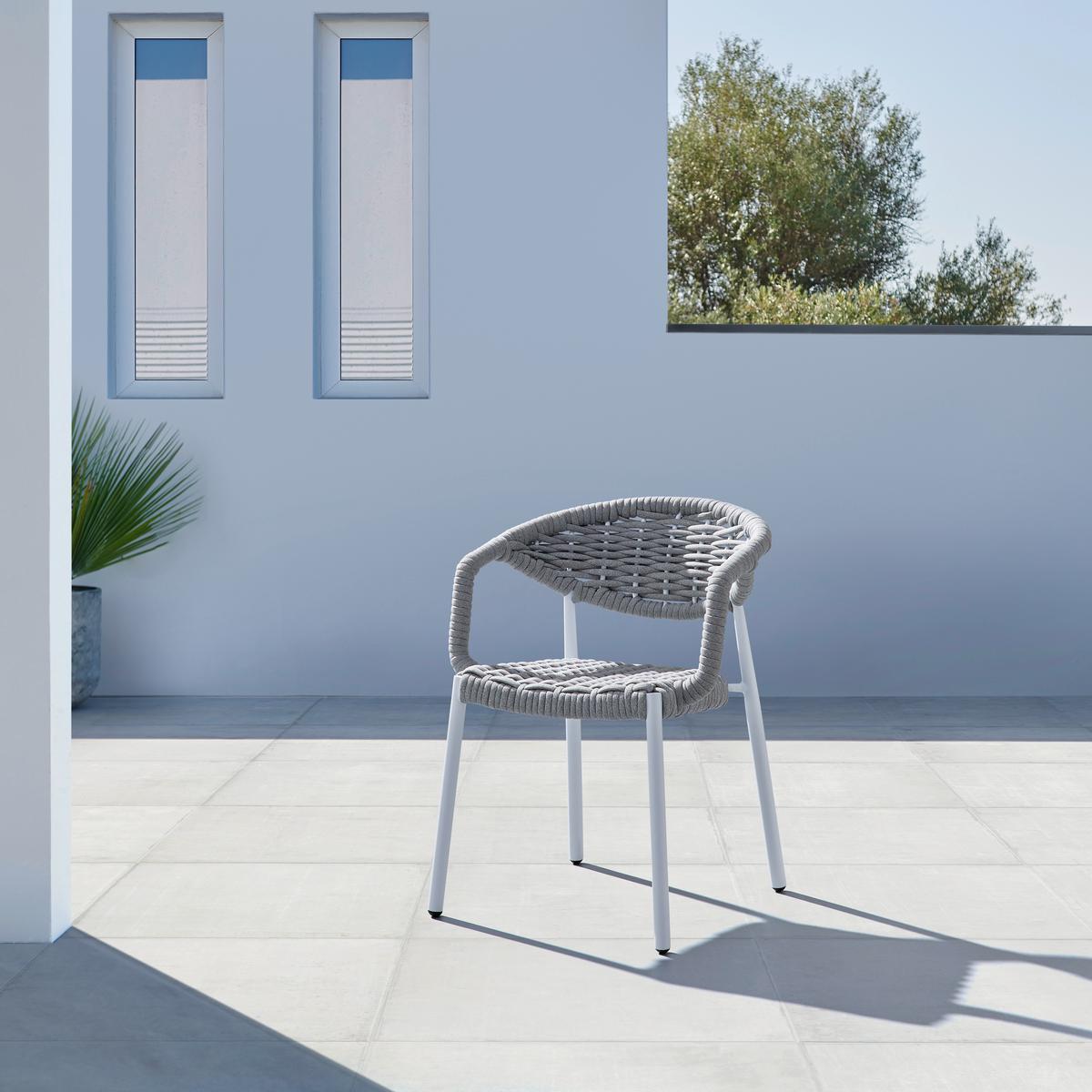 KRZESŁO OGRODOWE ANTONIA - biały/szary, Modern, metal/tkanina (58/76/59cm) - Bessagi Garden