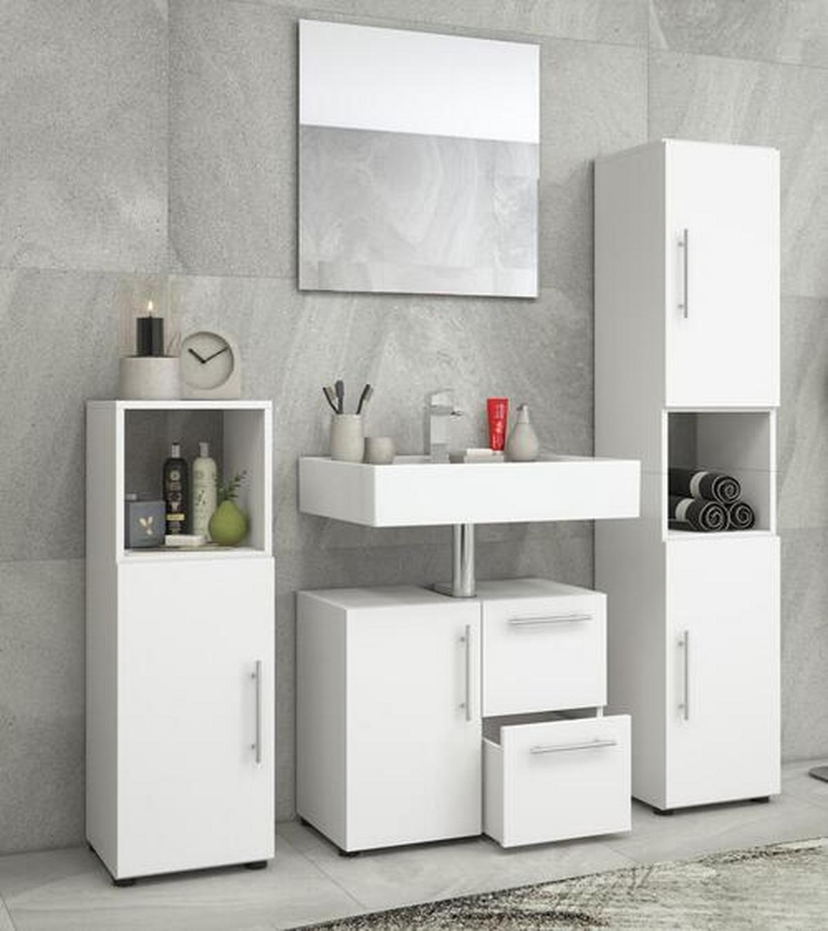 Midischrank Flandu ca. 31x93 cm Weiß - Silberfarben/Schwarz, KONVENTIONELL, Holzwerkstoff/Kunststoff (31/93/30cm) - MID.YOU