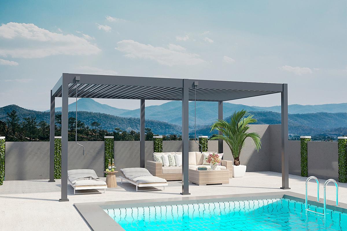 Pergola Superior, Antracit, 3,6x5,3m - antracit, Basics, kovina (360/255/530cm) - Gardenson