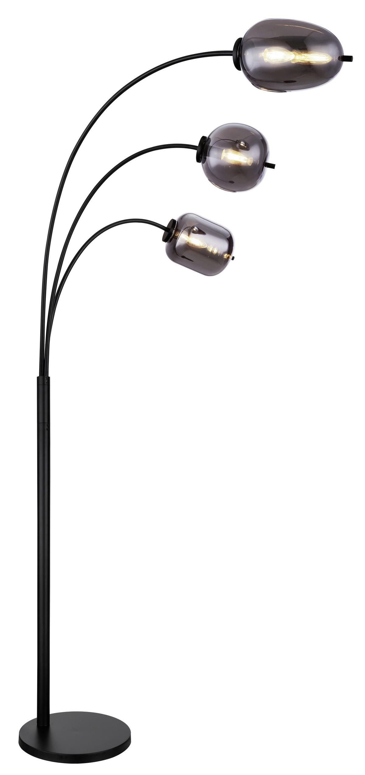 LAMPA ŁUKOWA 15345-3S - czarny/szary, Design, metal/szkło (80/60/175cm) - Globo