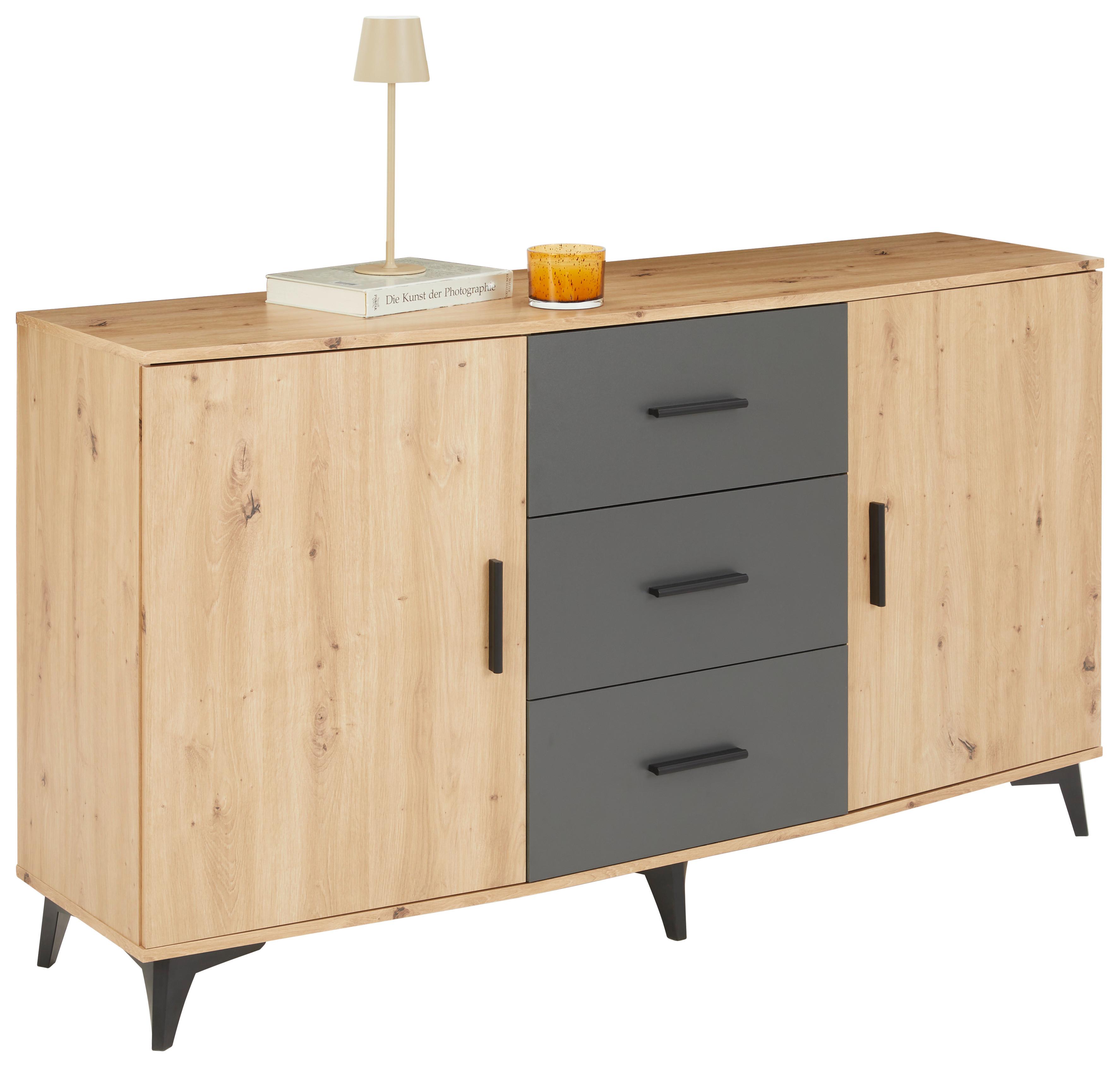 Comodă IVONA - stejar Artisan/antracit, Trend, material pe bază de lemn (160/90/45cm) - Modern Living