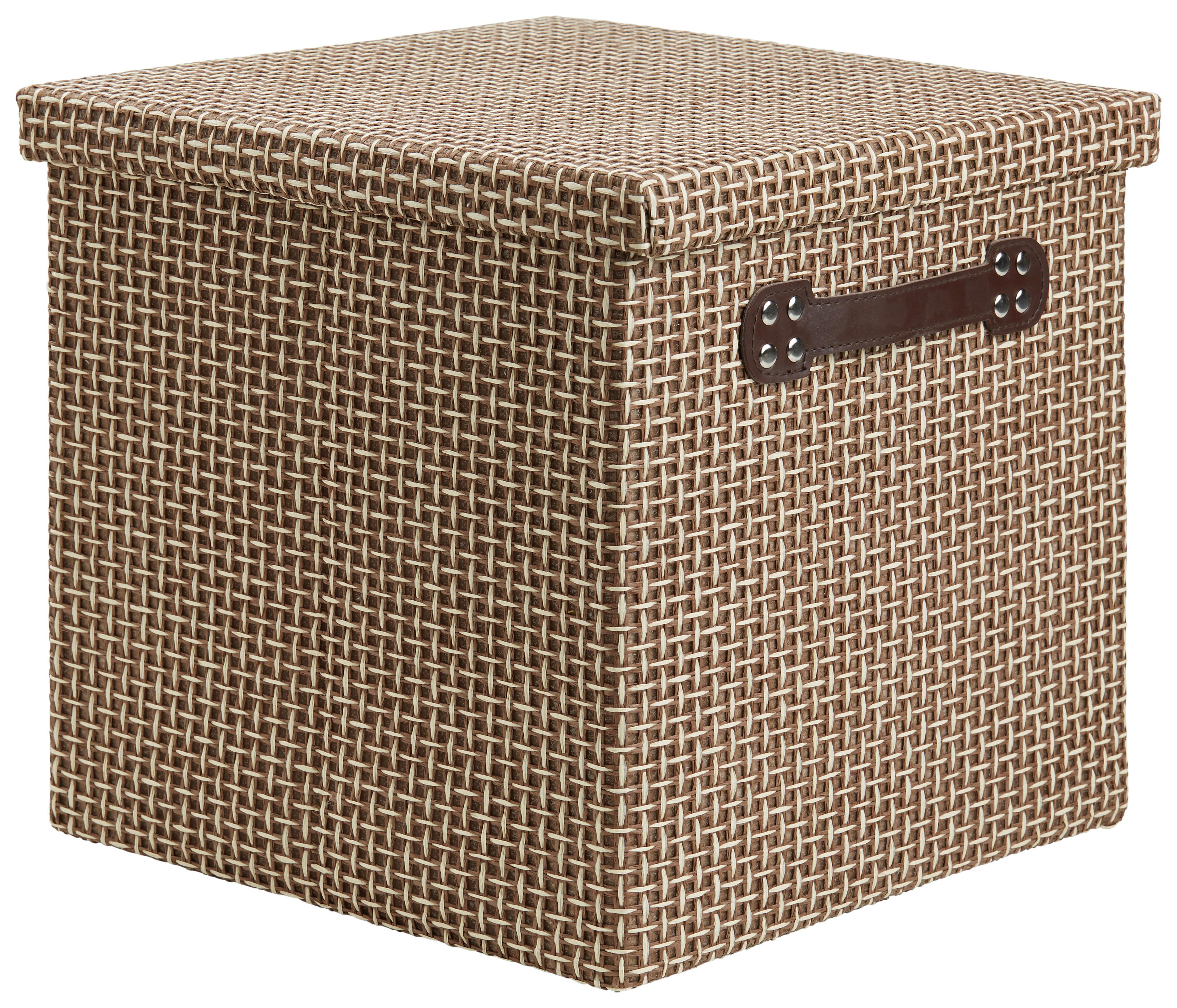 LÅDA MED LOCK FOLDABLE - brun/ljusbrun, papper/textil (29,5/28/30cm) - Mömax