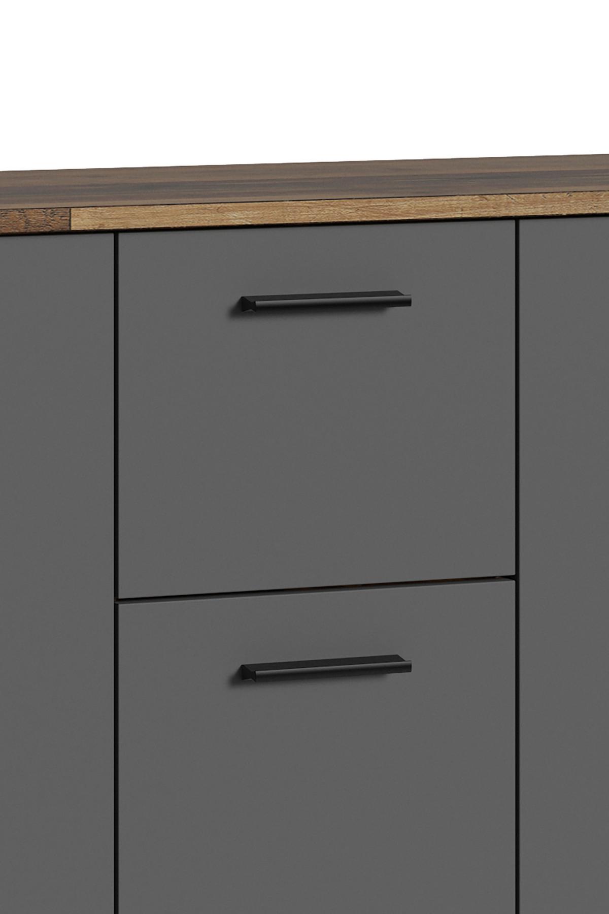 Sideboard Ben in Anthrazit/Eiche Artisan - Anthrazit/Eiche Artisan, MODERN, Holzwerkstoff/Kunststoff (153/83/35cm) - MID.YOU
