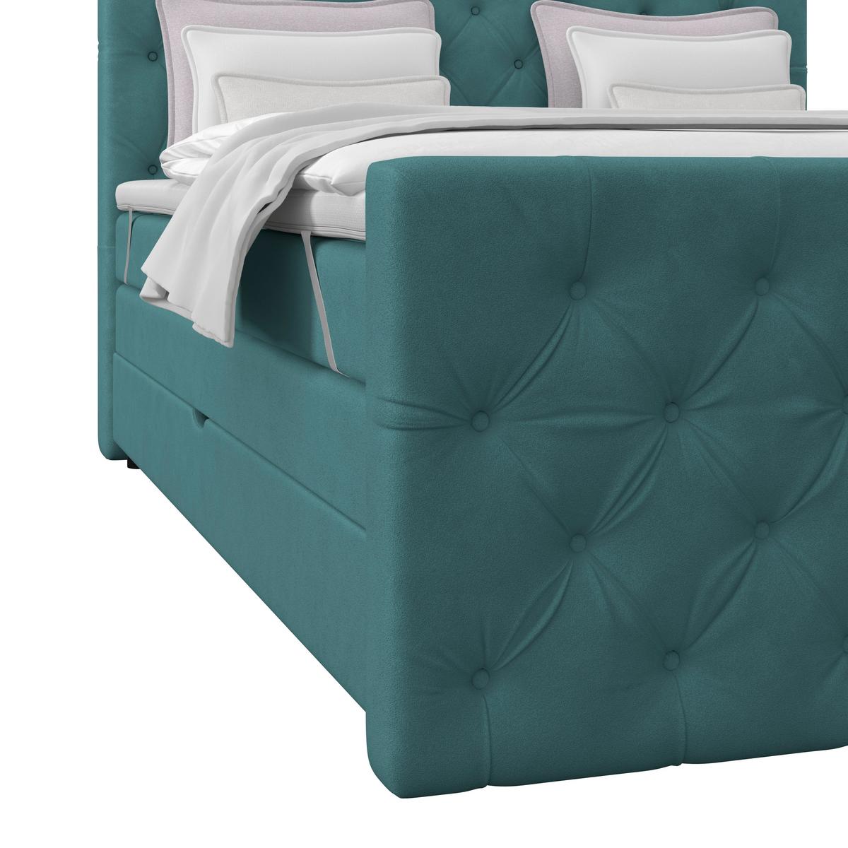 Boxspring Krevet Elio - bež/boje petroleja, Romantično / ladanjski, tekstil/plastika (180/200cm) - Modern Living