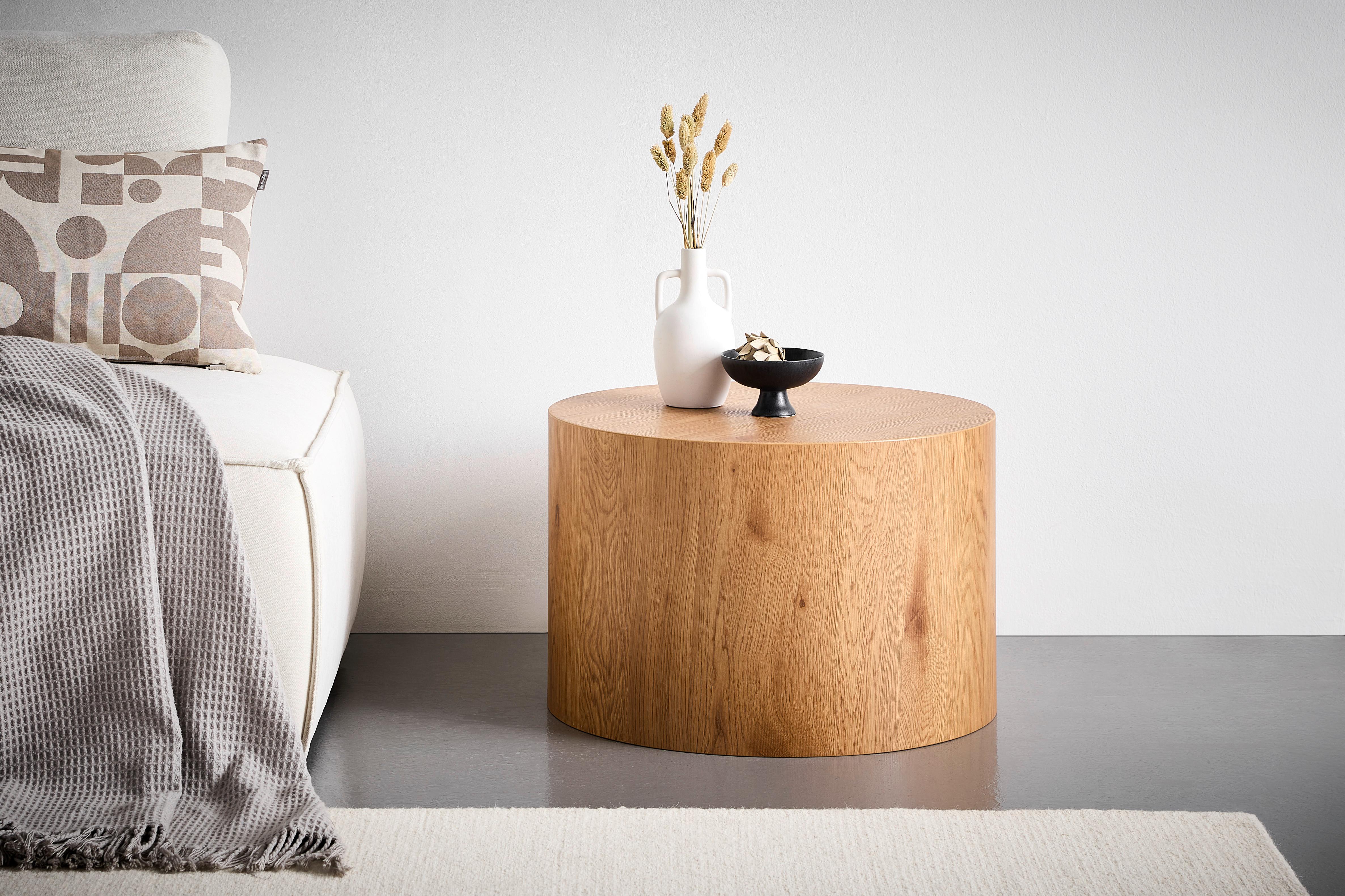 STOLIK BOCZNY MIGUEL - kolor dębowy, Design, materiał drewnopochodny (60/60/40cm) - Xora