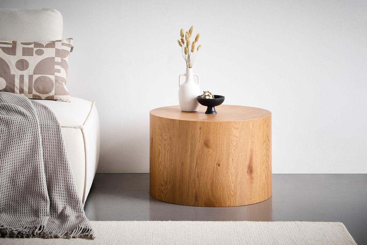 STOLIK BOCZNY MIGUEL - kolor dębowy, Design, materiał drewnopochodny (60/60/40cm) - Xora