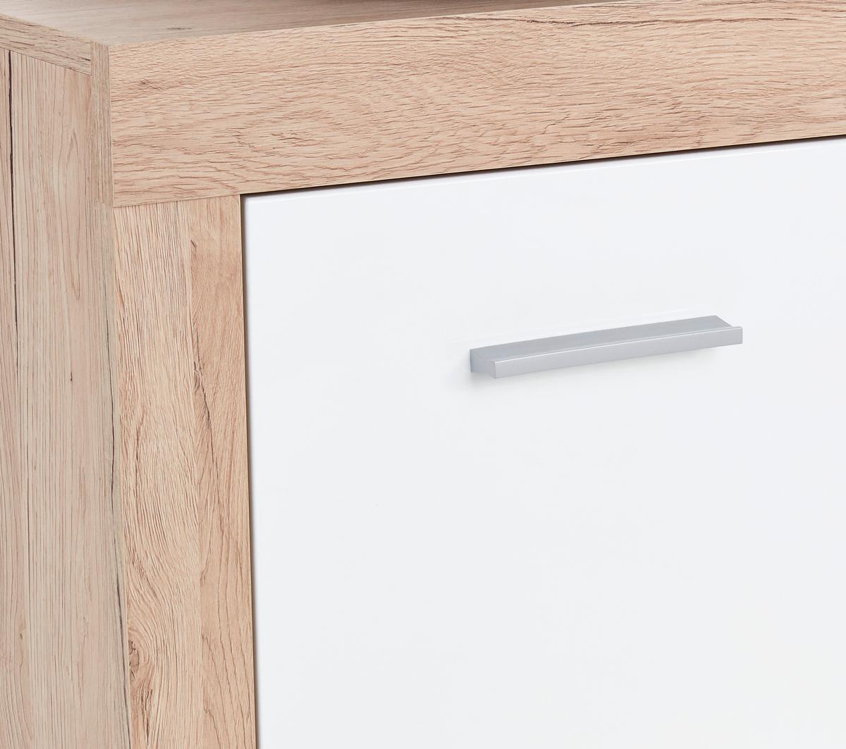 Bancă pentru hol Malta - alb/culoare lemn stejar, Modern, material pe bază de lemn (94,9/49,2/36cm) - Modern Living