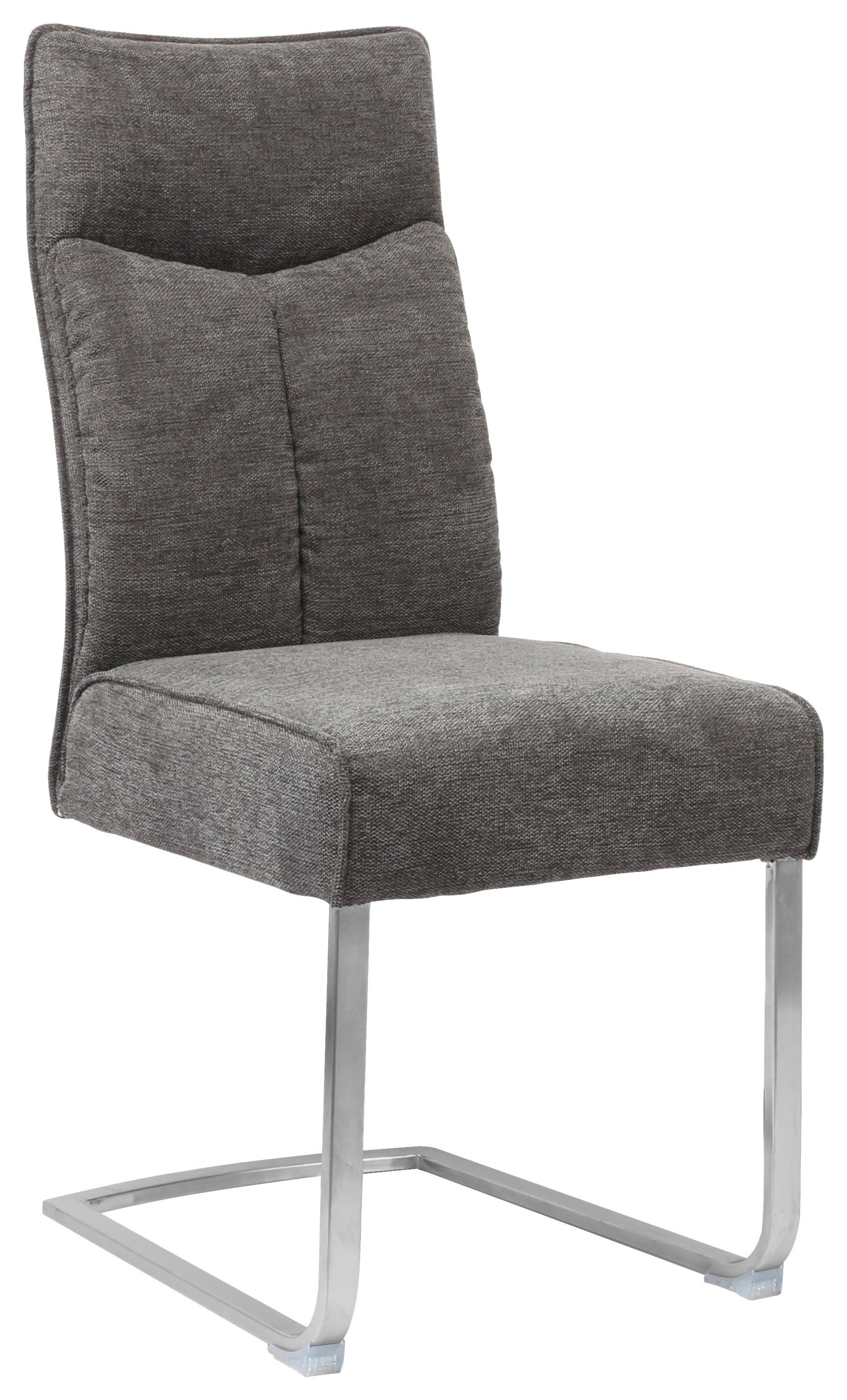 KRZESŁO NA PŁOZIE BUFFY - kolor stalowy/szary, Design, metal/tkanina (44/102/64cm) - Novel