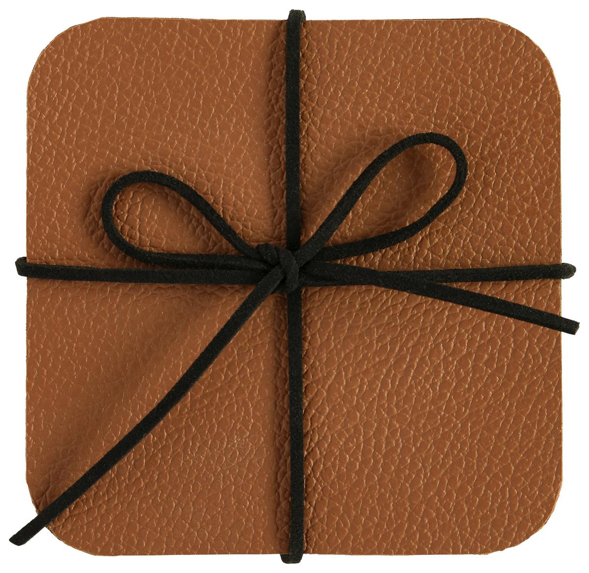 Untersetzerset Diego wendbar Cognac/Schwarz - Cognac/Schwarz, MODERN, Kunststoff (10/10cm) - Modern Living