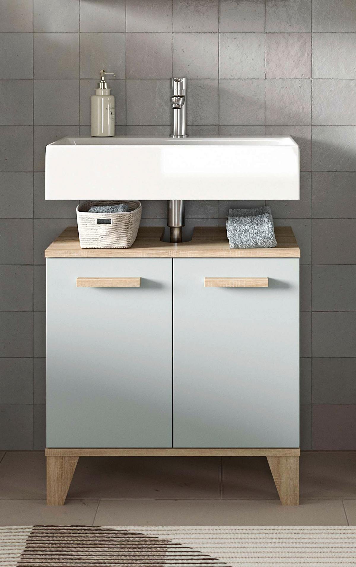 Waschtischunterschrank Star ca. 60x61x34 cm Eiche/Graugrün - Graugrün/Eiche San Remo, MODERN, Holzwerkstoff/Kunststoff (60/61/34cm) - MID.YOU