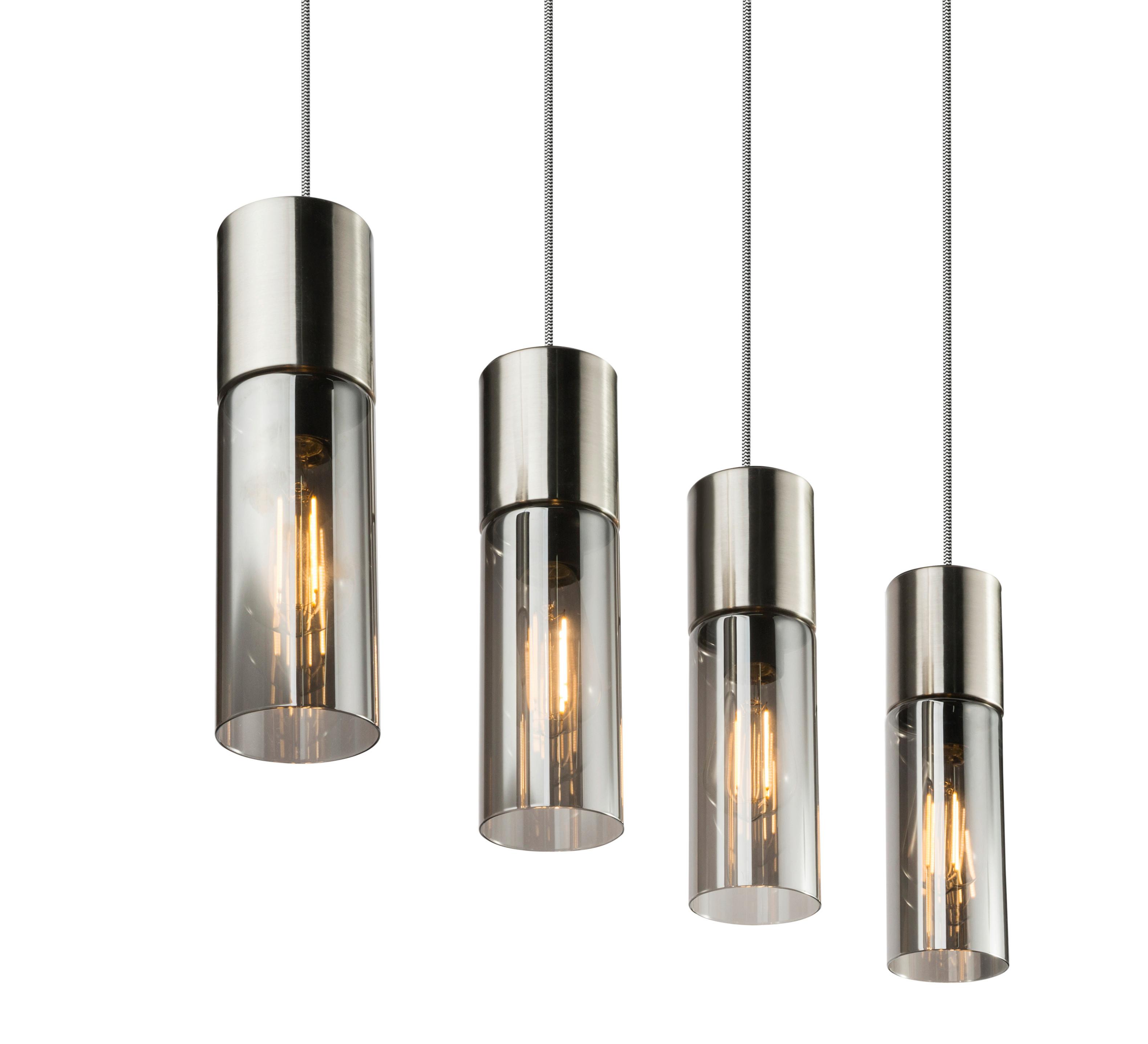 Hängeleuchte 21000-4HN in Nickelfarben max. 25 Watt - Nickelfarben, KONVENTIONELL, Glas/Metall (80/9/156cm) - Globo