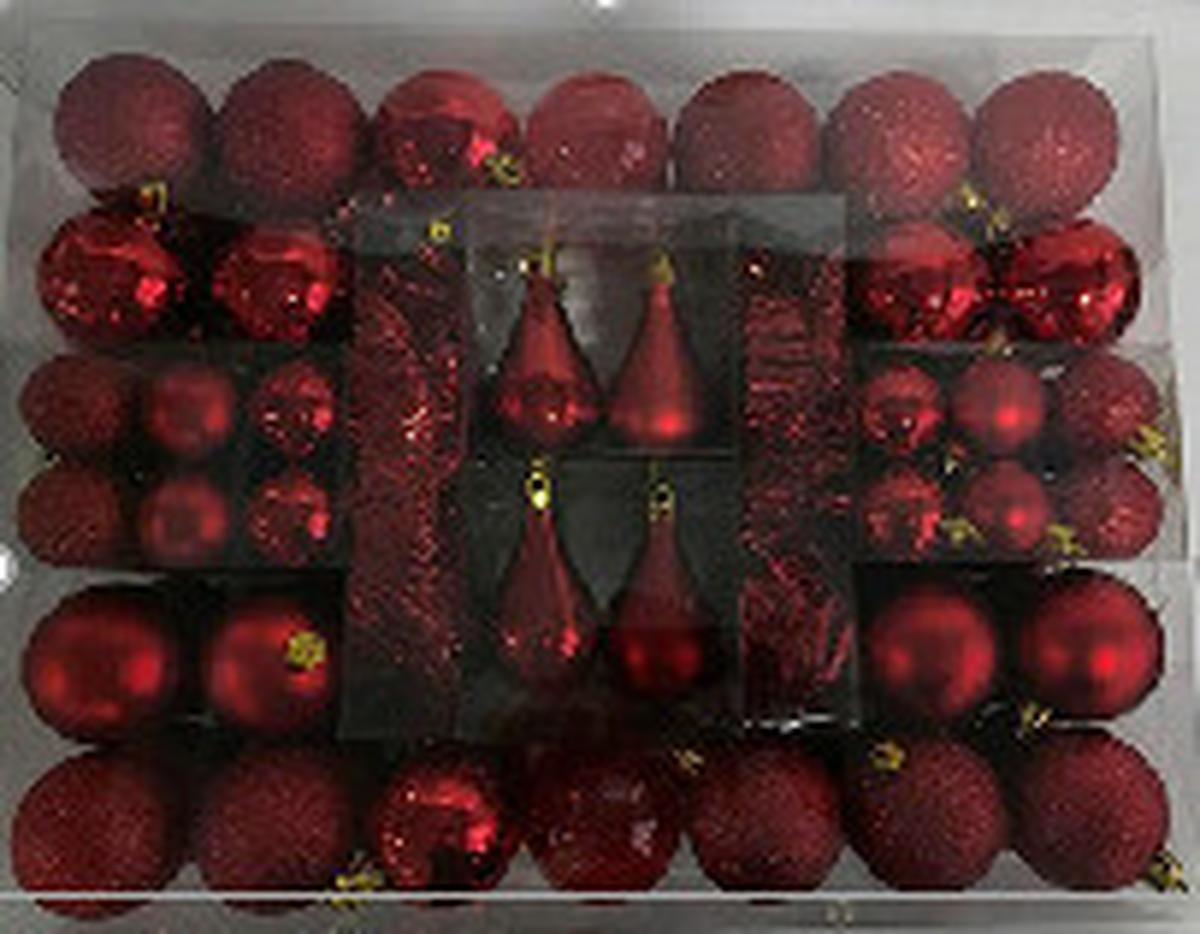 Christbaumkugel-Set Joy Rot - Rot, Kunststoff - Mömax