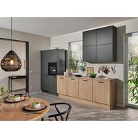 Küchenblock PN80/100 ohne Geräte, ohne Zubehör - Eichefarben/Schwarz, MODERN, Holzwerkstoff/Metall (340cm) - Pino