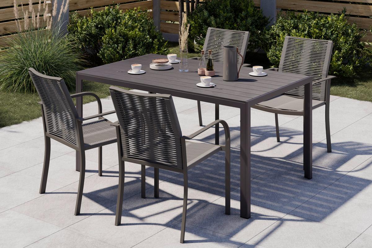 KRZESŁO OGRODOWE ISCHIA - antracytowy/szary, Modern, tworzywo sztuczne/metal (56.5/87/65cm) - Ambia Garden