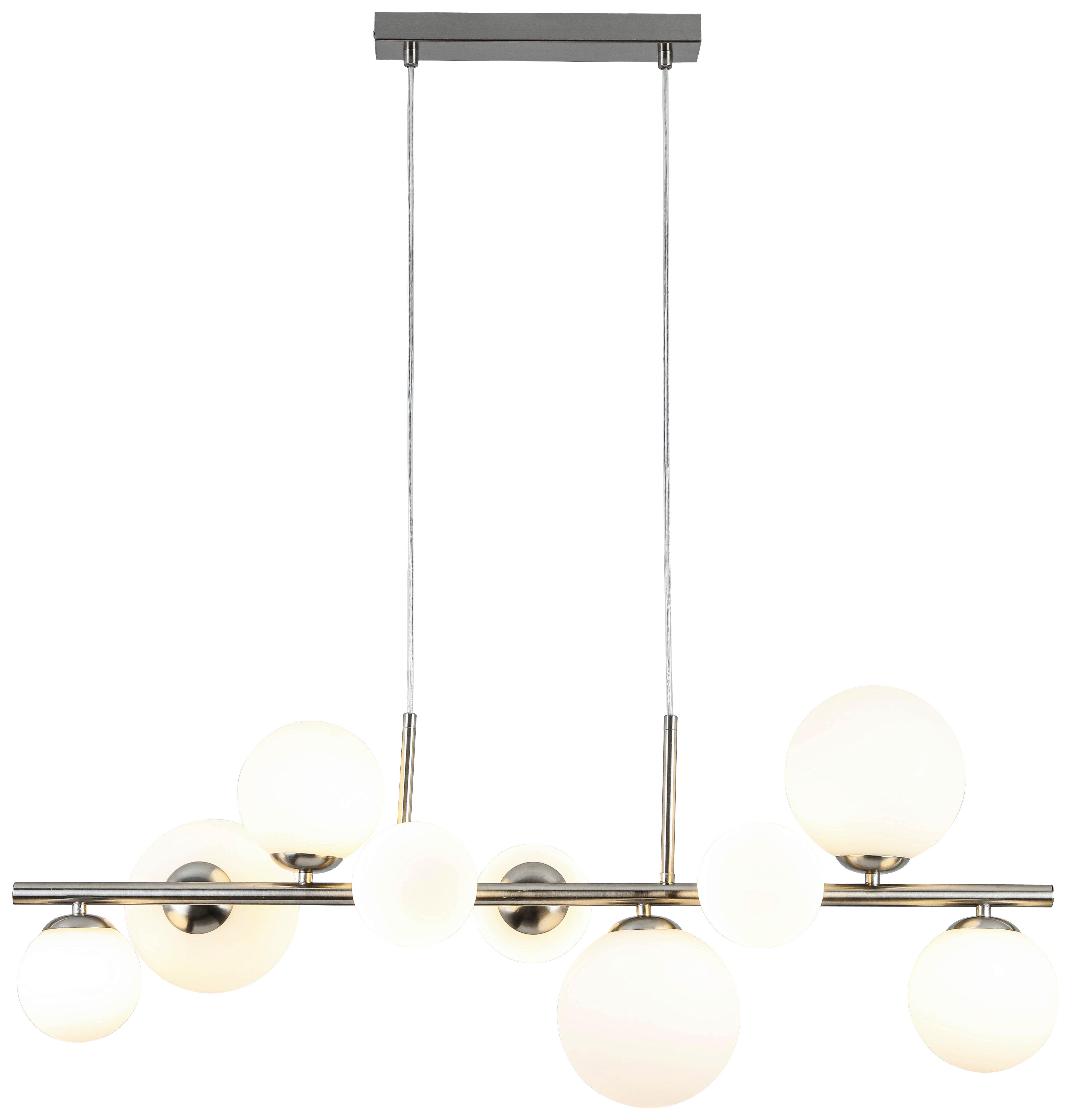HÄNGLAMPA BULBI - vit/nickelfärgad, Modern, metall/glas (90/30/120cm) - Mömax
