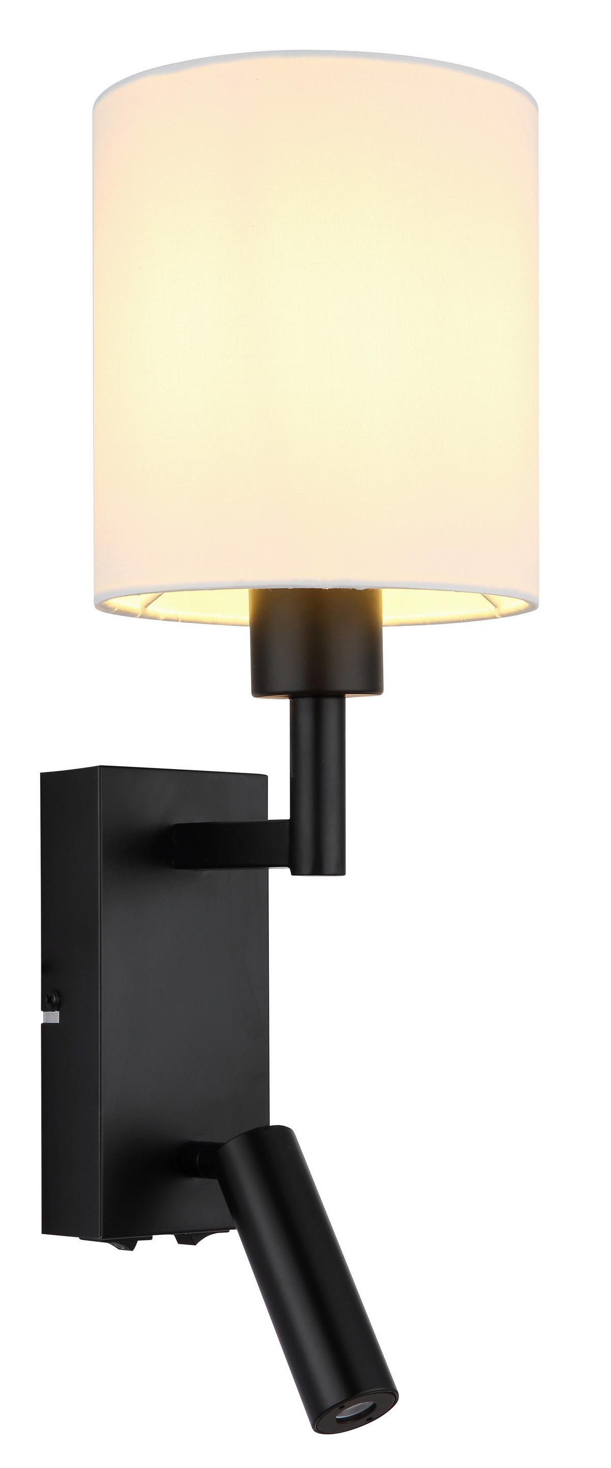 Led Zidna Svjetiljka Zamora - bijela/crna, Konvencionalno, metal/tekstil (15/45,5cm) - Globo