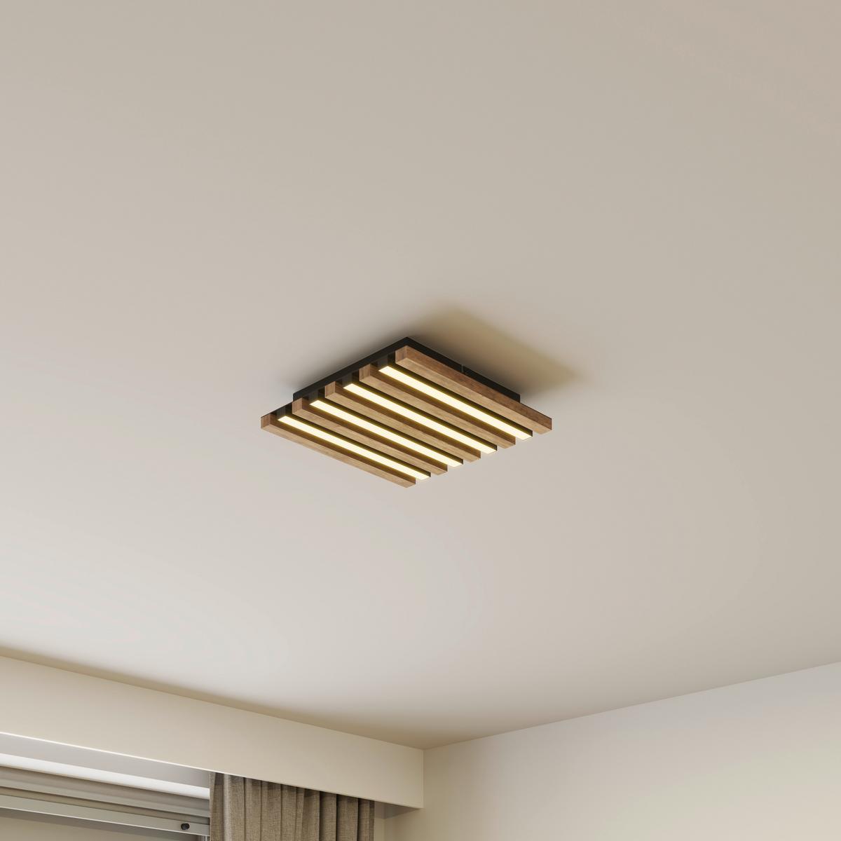 Led Stropna Svjetiljka Hayden - bijela/tamno smeđa, Natur, drvni materijal/metal (30/30/5cm)