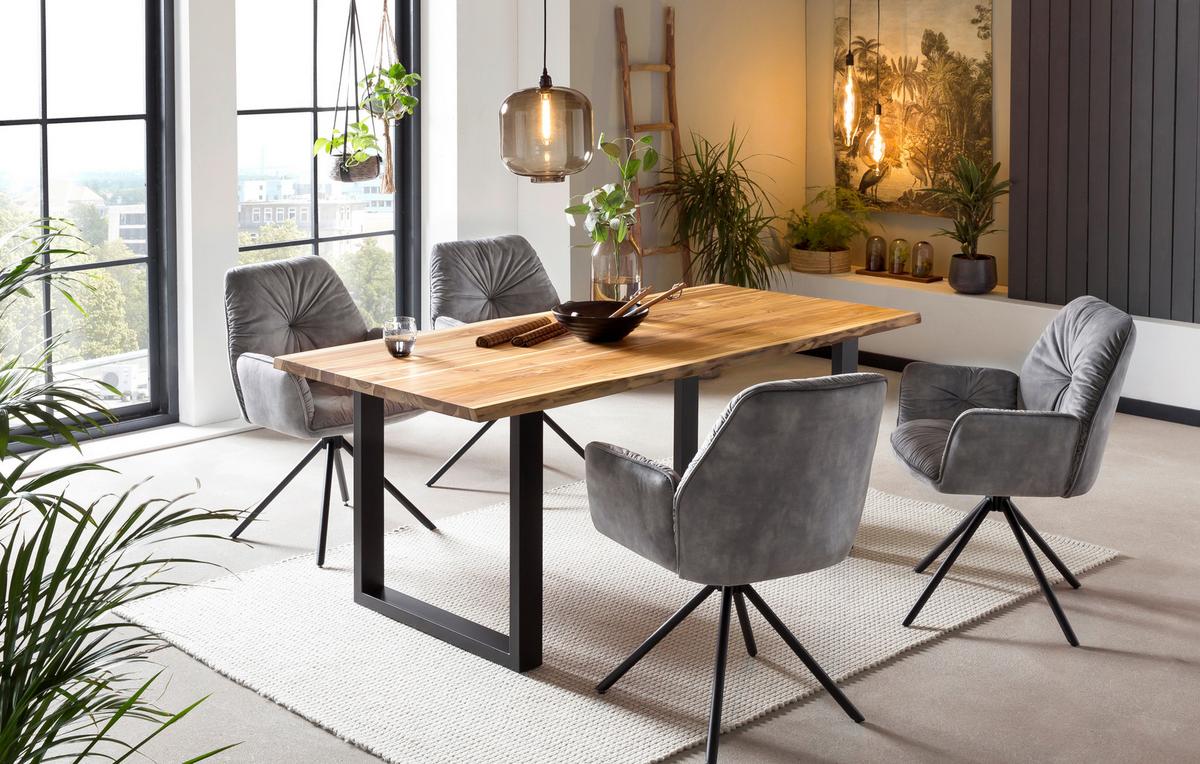 Naslanjač Vintage, Siva, Vrtljiv - siva/črna, Moderno, kovina/tekstil (61/90/59cm) - Livetastic