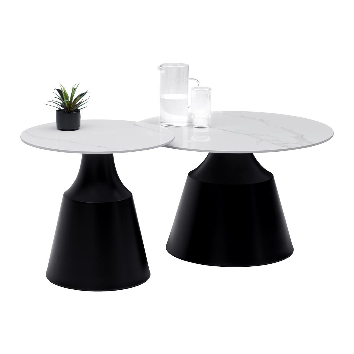 Couchtisch Noah Schwarz/Weiß, 2er Set - Schwarz/Weiß, MODERN, Keramik/Metall (70/50/43/48/70/50cm) - Mömax