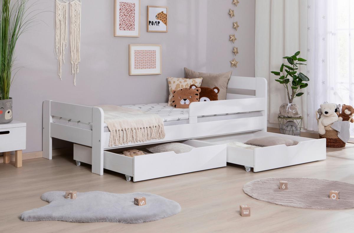 Bett Bennet mit Schubkasten ca. 90x200 cm Weiß - Weiß, MODERN, Holz (90/200cm) - MID.YOU