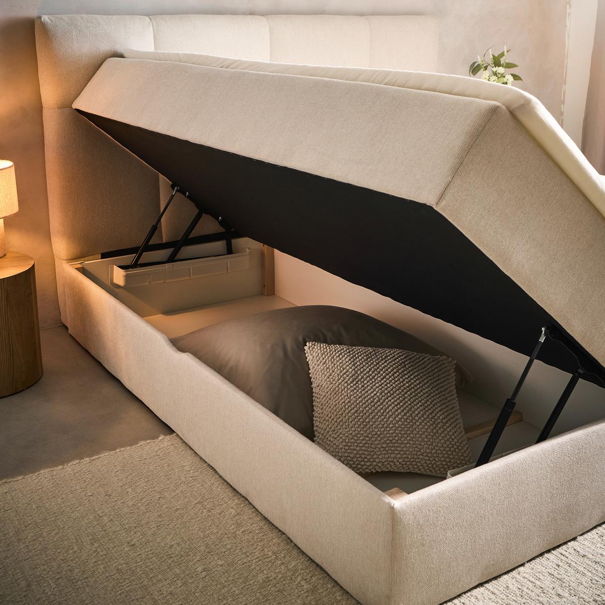 ŁÓŻKO SKRZYNIOWE ELLA - kremowy, Konventionell, tkanina (140/200cm) - Boxxx