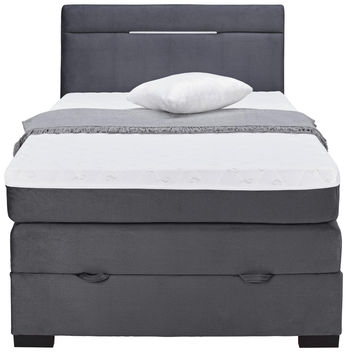 Boxspring Krevet Tommy - boje grafita/tamno siva, Moderno, drvni materijal/tekstil (120/200cm) - Modern Living