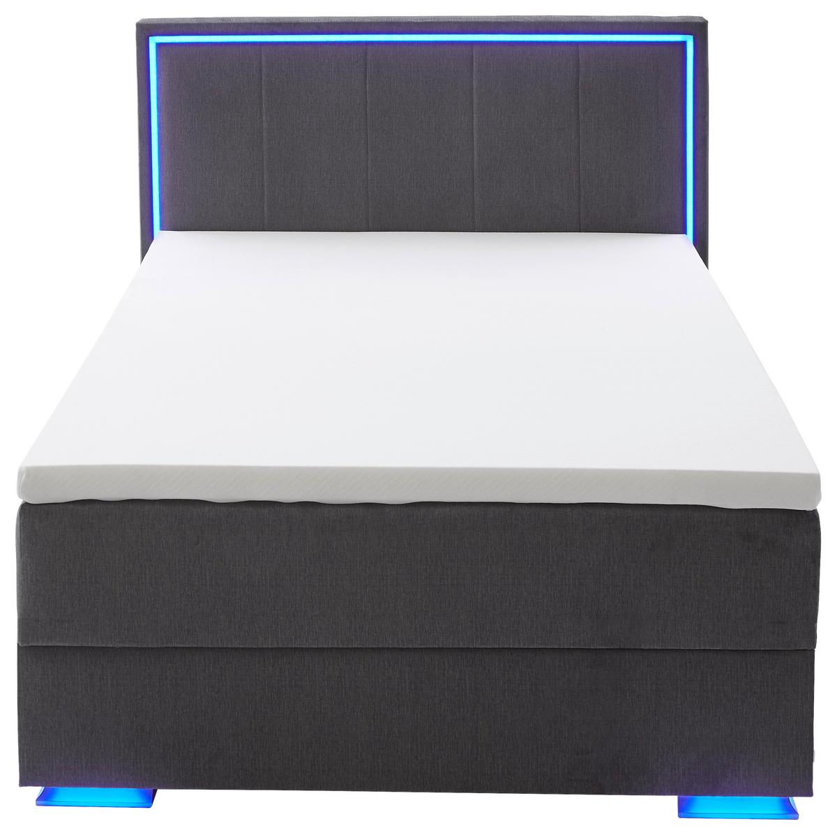 ŁÓŻKO BOXSPRING COLORADO II - antracytowy/kolor chromowy, Design, tworzywo sztuczne/tkanina (140/200cm) - Boxxx