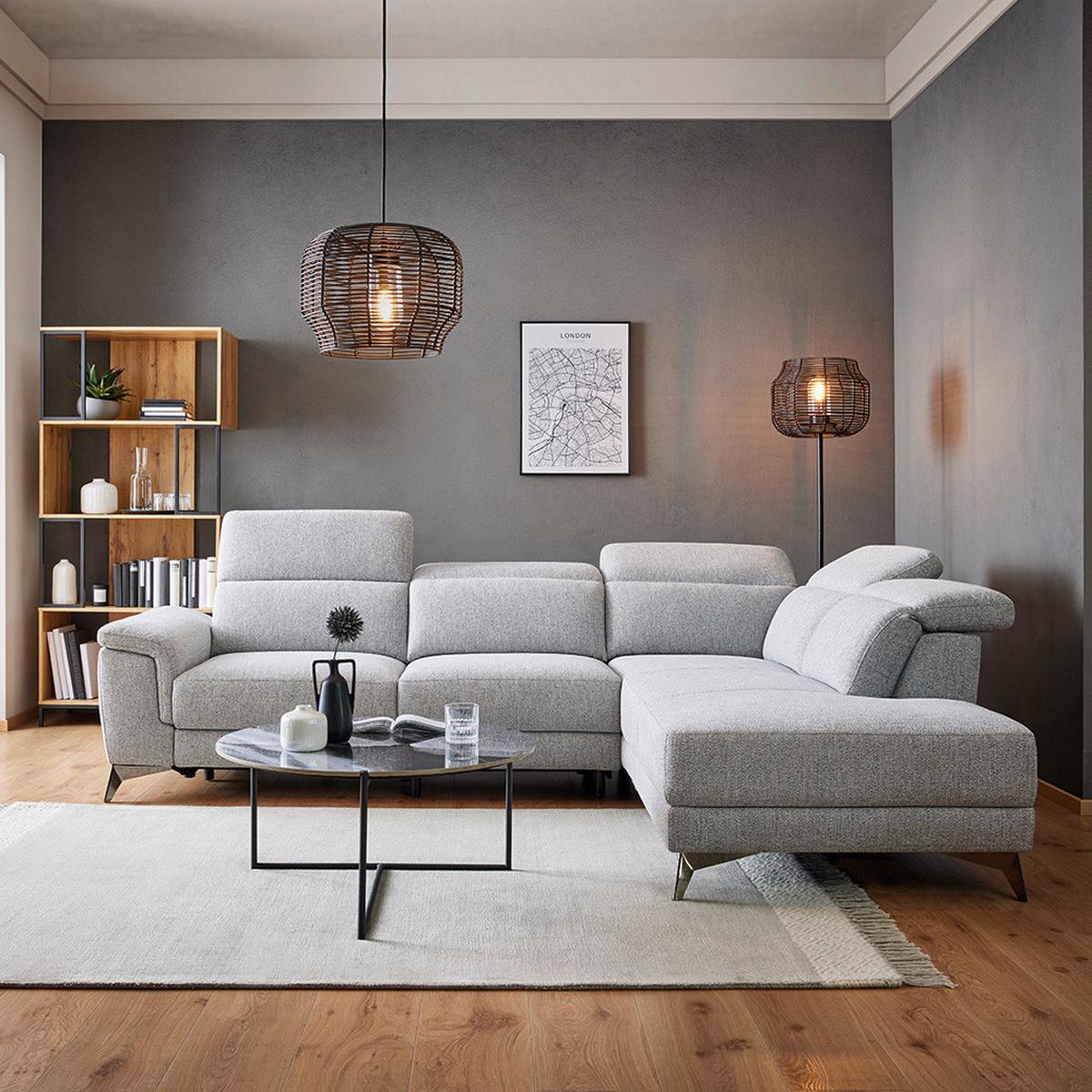 Canapea modulară KÖLN - gri, Modern, textil (283/98/212cm) - Bessagi Home