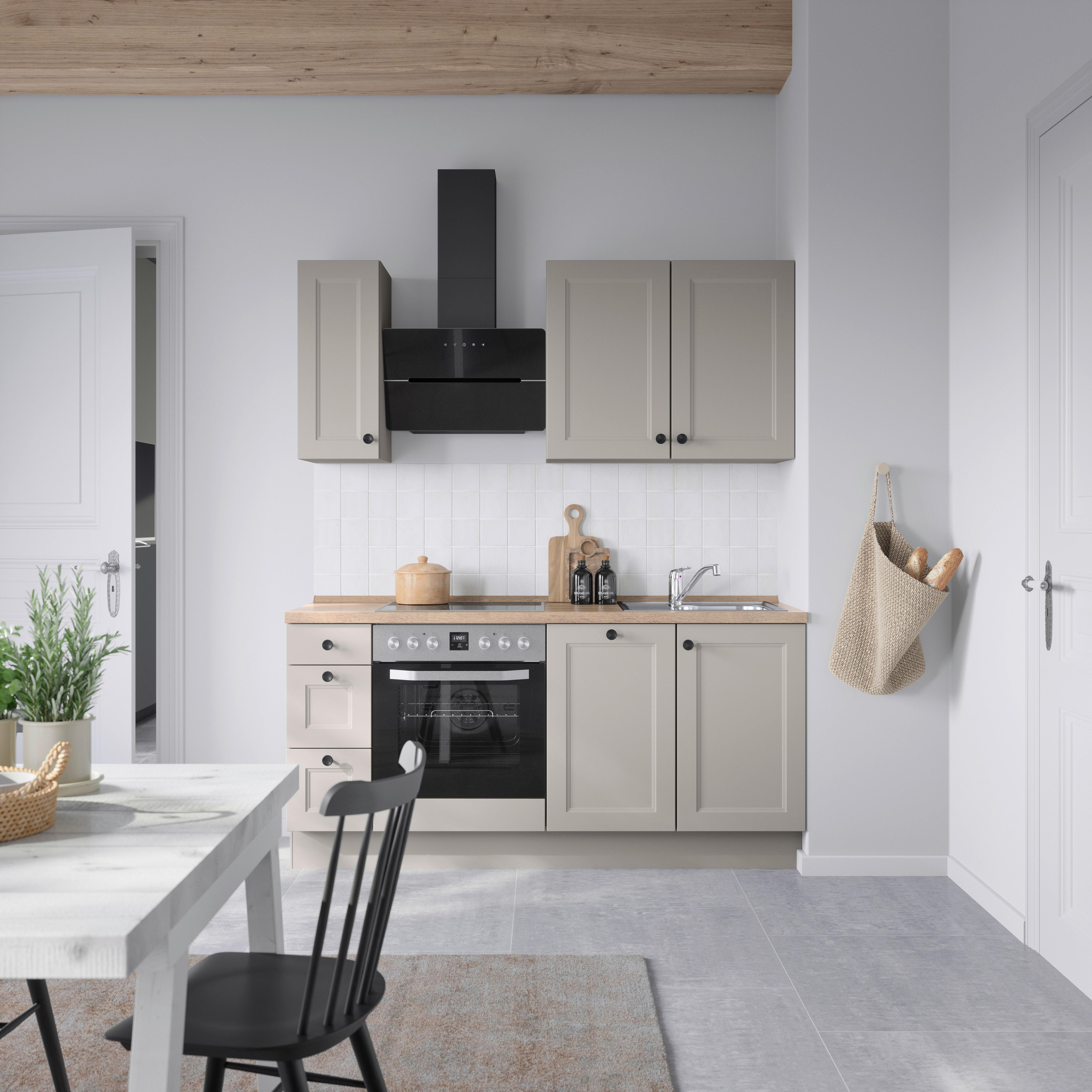 Küchenblock Cascada High m. Geräten Grau - Eiche dunkel/Schwarz, MODERN, Holzwerkstoff/Metall (180cm) - Nobilia