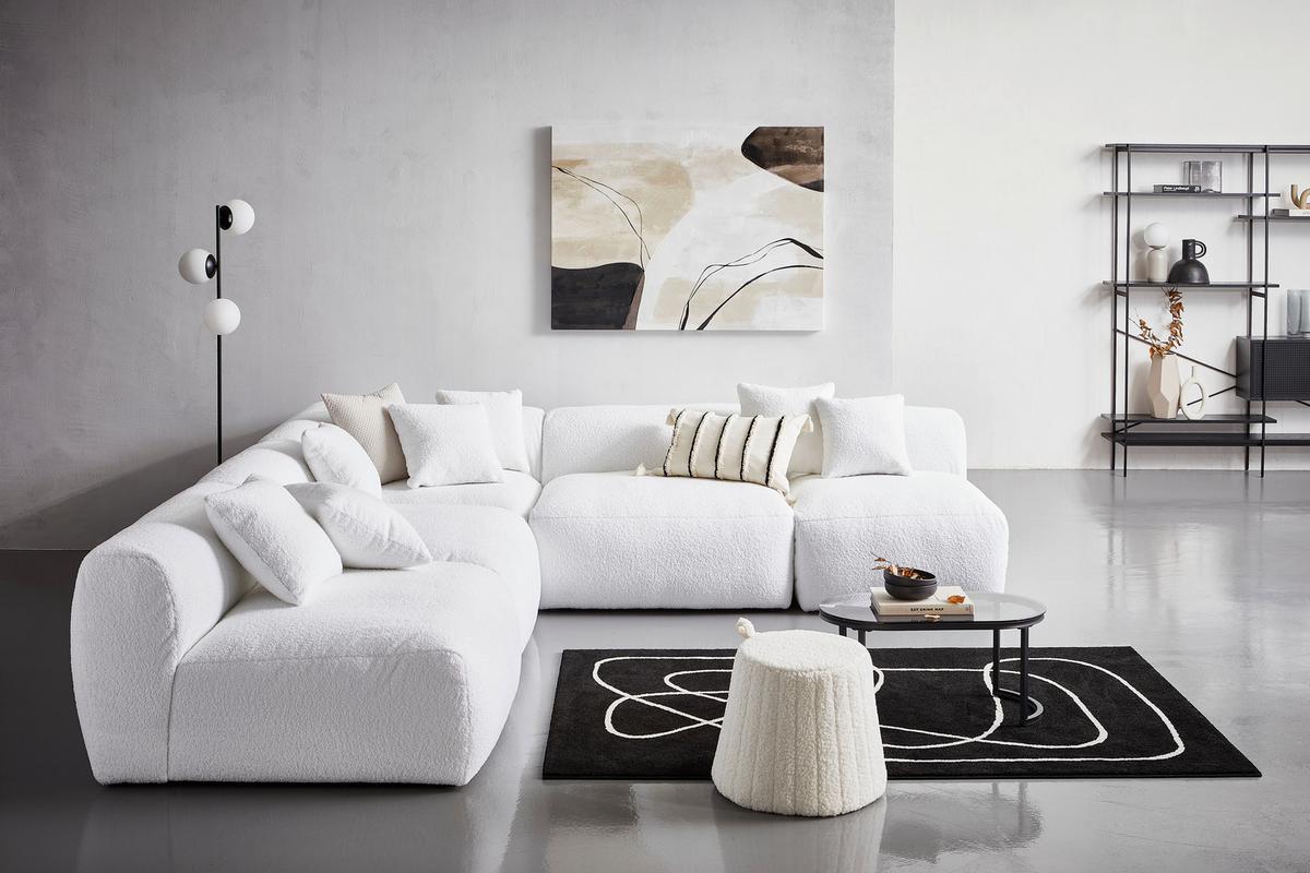 Modul Sofaelement Bloom Weiß - Weiß, Trend, Textil (85/70/122cm) - Livetastic