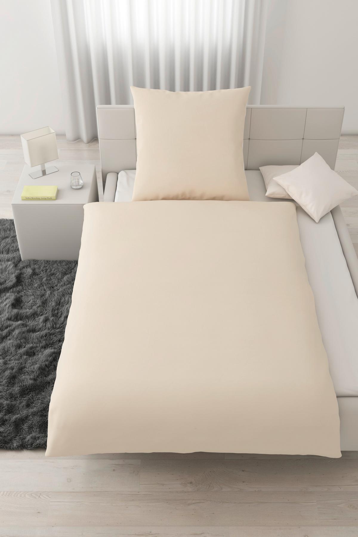 Bettwäsche Annika in Weiß/Beige ca. 135x200cm - Beige/Weiß, Textil (135/200cm) - Modern Living