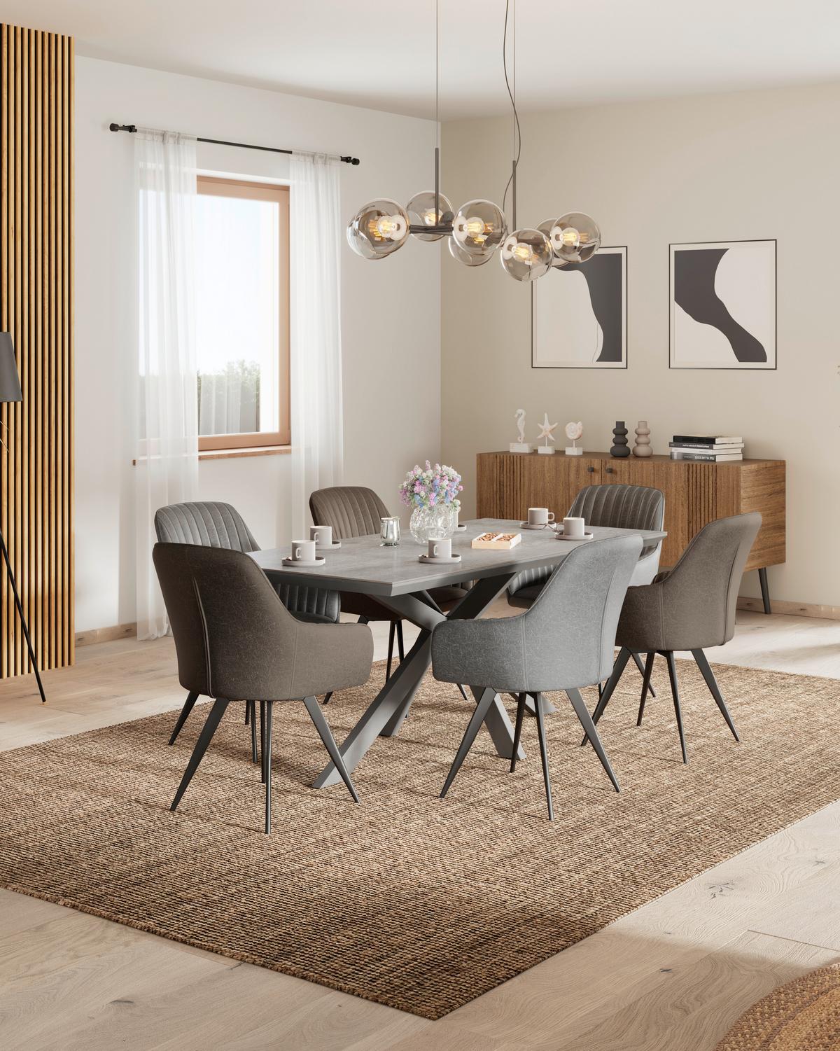 Jedilna Miza Steve, Črna, Keramična Plošča, 180x90 - črna, Moderno, kovina/leseni material (180/76/90cm)