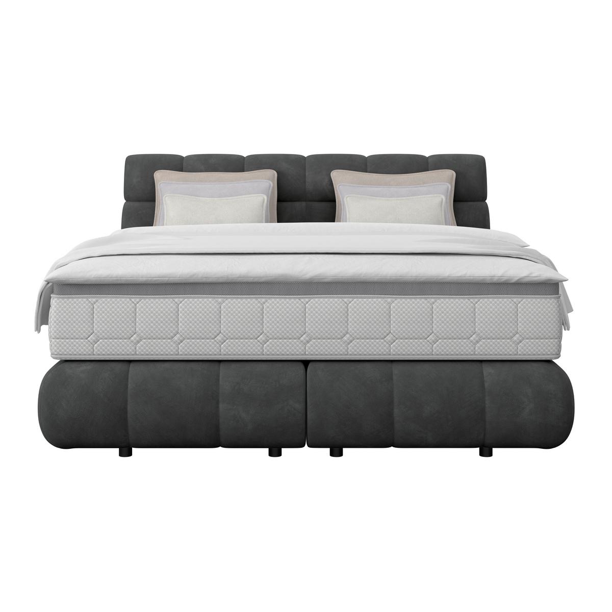 Boxspring Krevet Nobu - crna/antracit, Trend, drvo/tekstil (160/200cm) - Premium Living