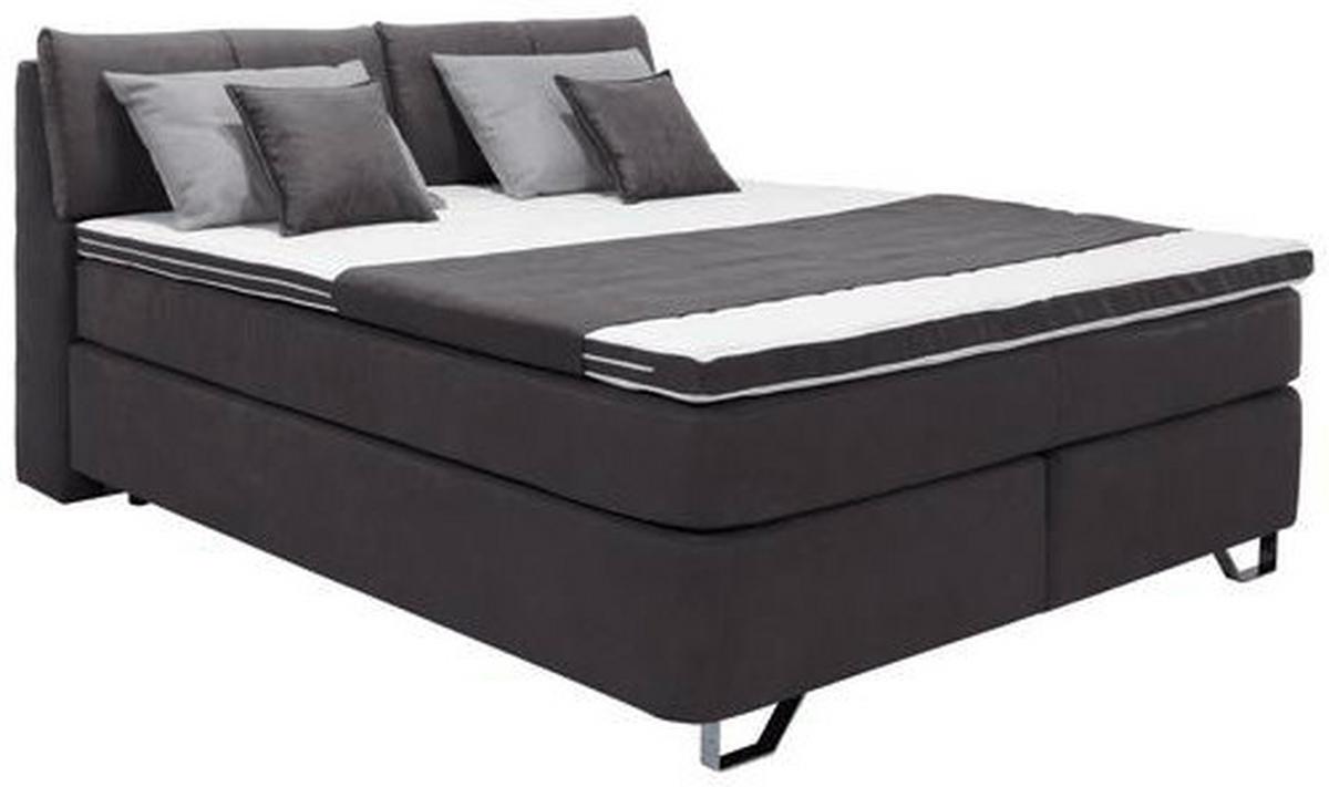 Boxspringbett Tabea Schwarz ca. 160x200cm - Schwarz/Alufarben, KONVENTIONELL, Karton/Naturmaterialien (160/200cm) - Mömax