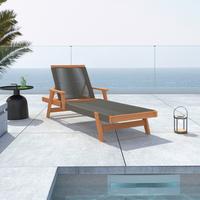 Gartenliege Enrica Grau/Akazie Rope - Grau/Akaziefarben, MODERN, Holz/Kunststoff (200/73/79cm) - Bessagi Garden