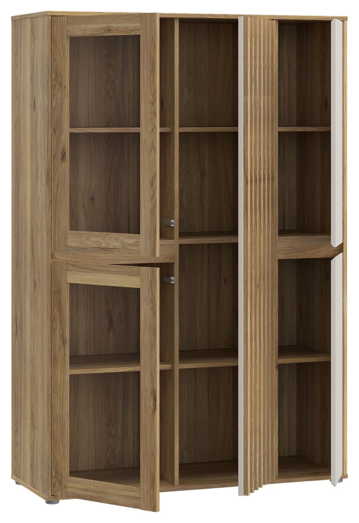 VITRINĂ ELISTON - culoare lemn stejar/nisipiu, Natur, plastic/sticlă (109,3/161,7/41,5cm) - Modern Living