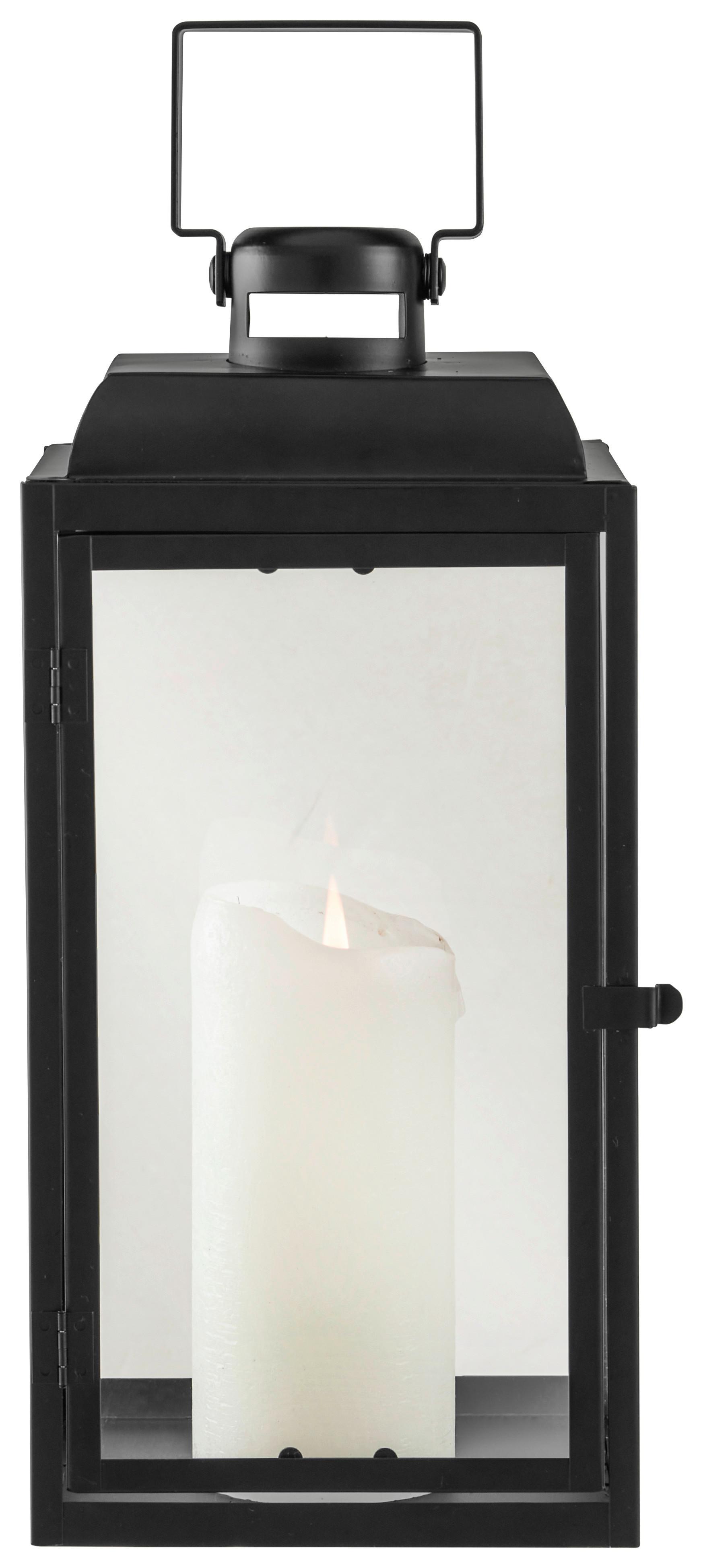 Laterne Acai in Schwarz - Schwarz, Glas/Metall (15/15/32cm) - Modern Living