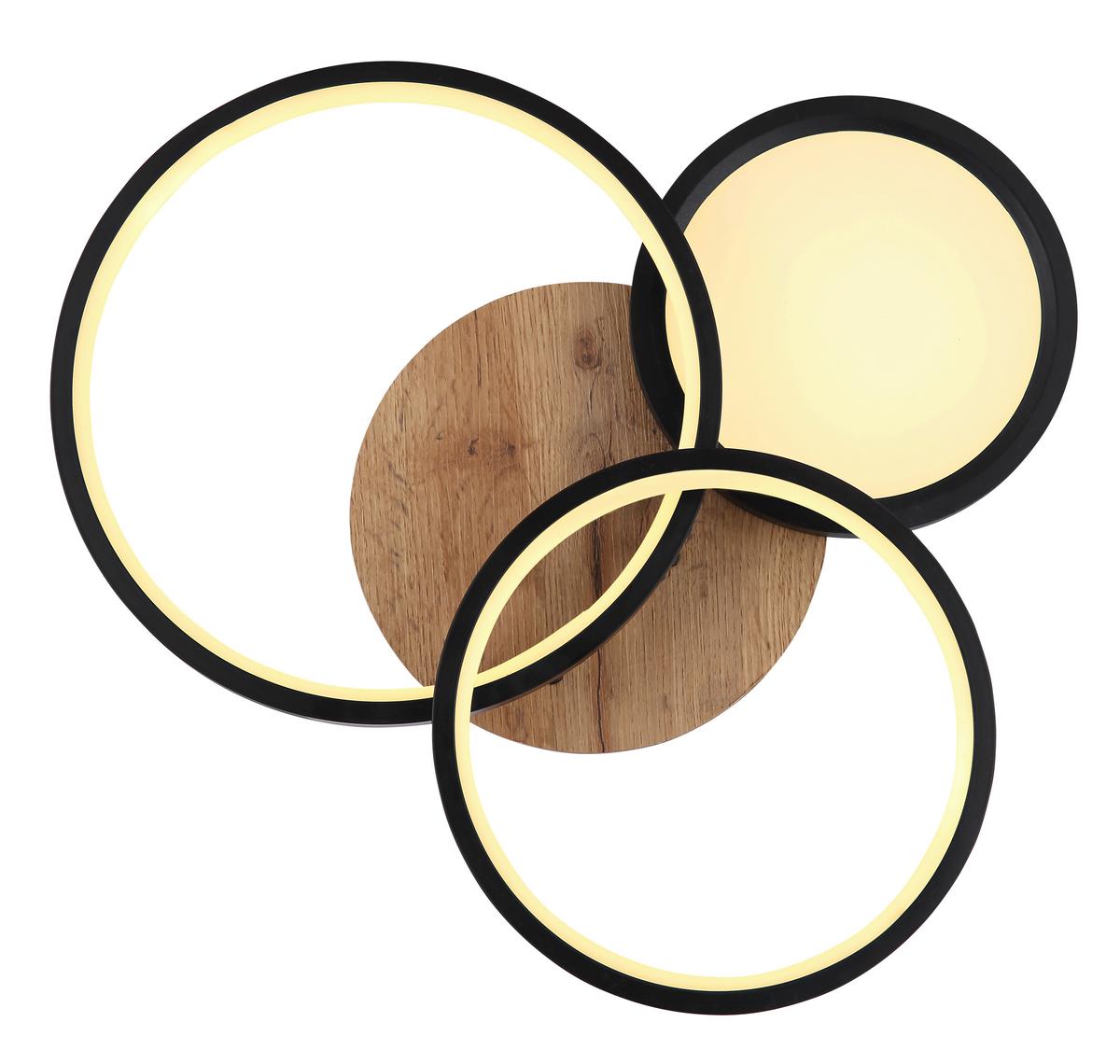 Led Mennyezeti Lámpa Sid - barna/fekete, Design, műanyag/faalapú anyag (40/38/10,5cm)