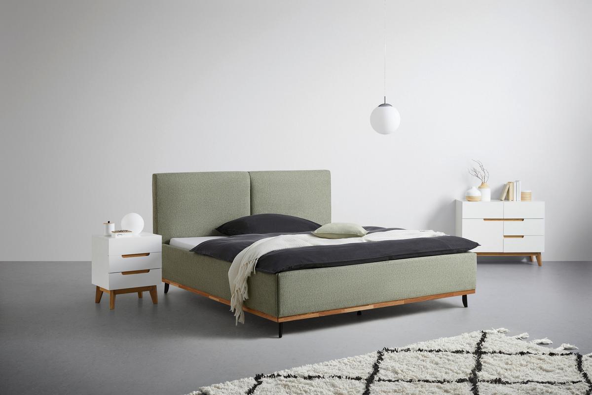 Bett Emily Grün ca. 180x200cm - Schwarz/Grün, KONVENTIONELL, Holzwerkstoff/Textil (180/200cm) - Premium Living