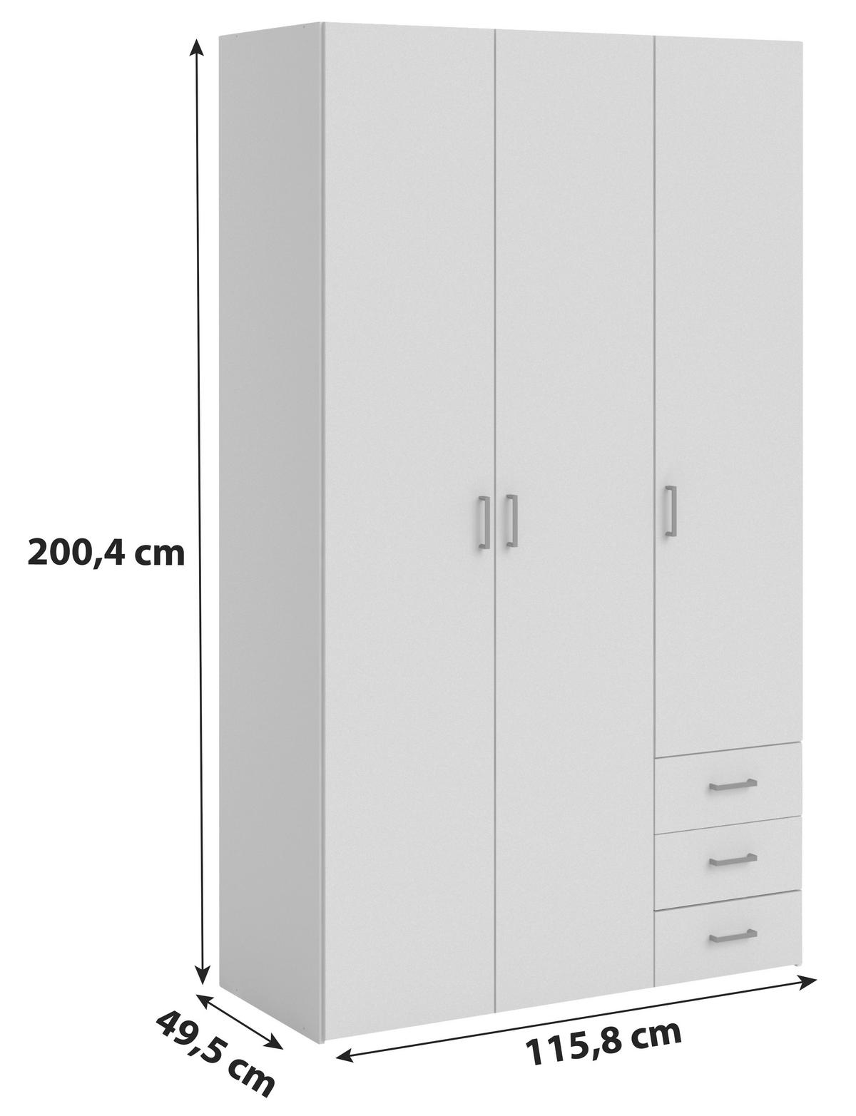 Omara Za Oblačila Space, Bela - srebrne barve/bela, Basics, kovina/leseni material (115,8/200,4/49,5cm) - MID.YOU
