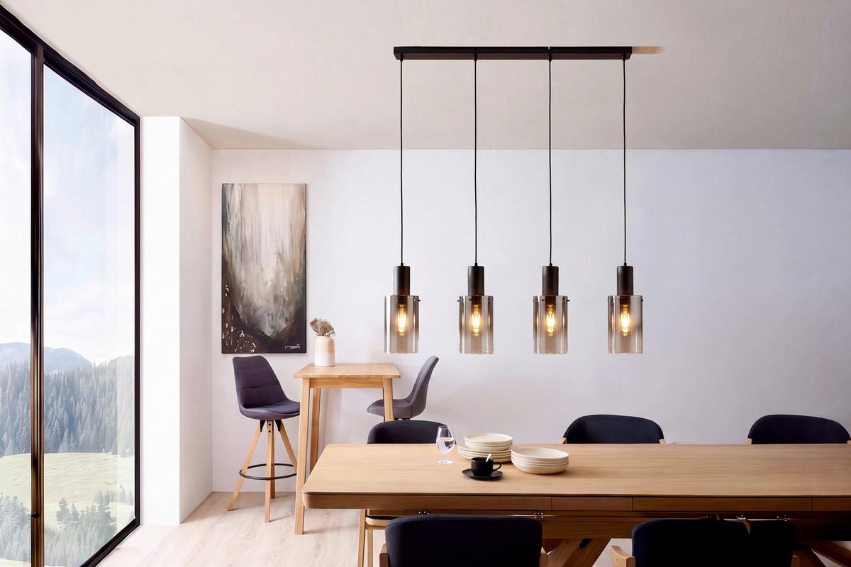 Viseća Svjetiljka Florentina - siva/prozirno, Design, staklo/metal (102.5/12.5/150cm) - Globo