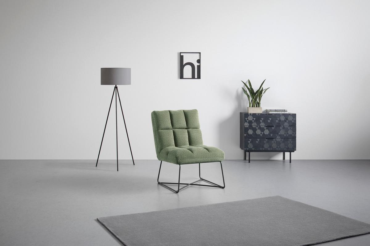 Sessel Marco Grün - Schwarz/Grün, MODERN, Textil/Metall (62/86/87cm) - Mömax