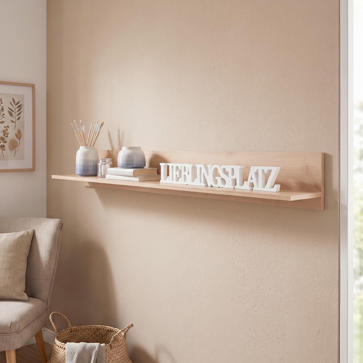 Zidna Polica Kashmir New - boje hrasta, Moderno, drvni materijal (155/20/20cm) - Modern Living