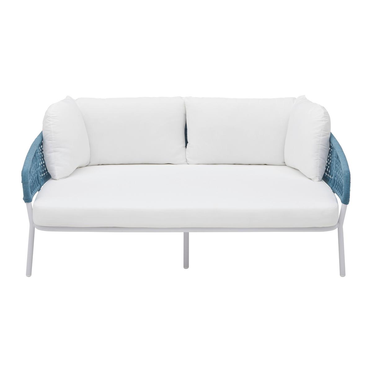 Sonnenliege Aisa Weiß/Türkis Aliminium/Outdoorstoff - Türkis/Weiß, MODERN, Textil/Metall (170/68/150cm) - Bessagi Garden