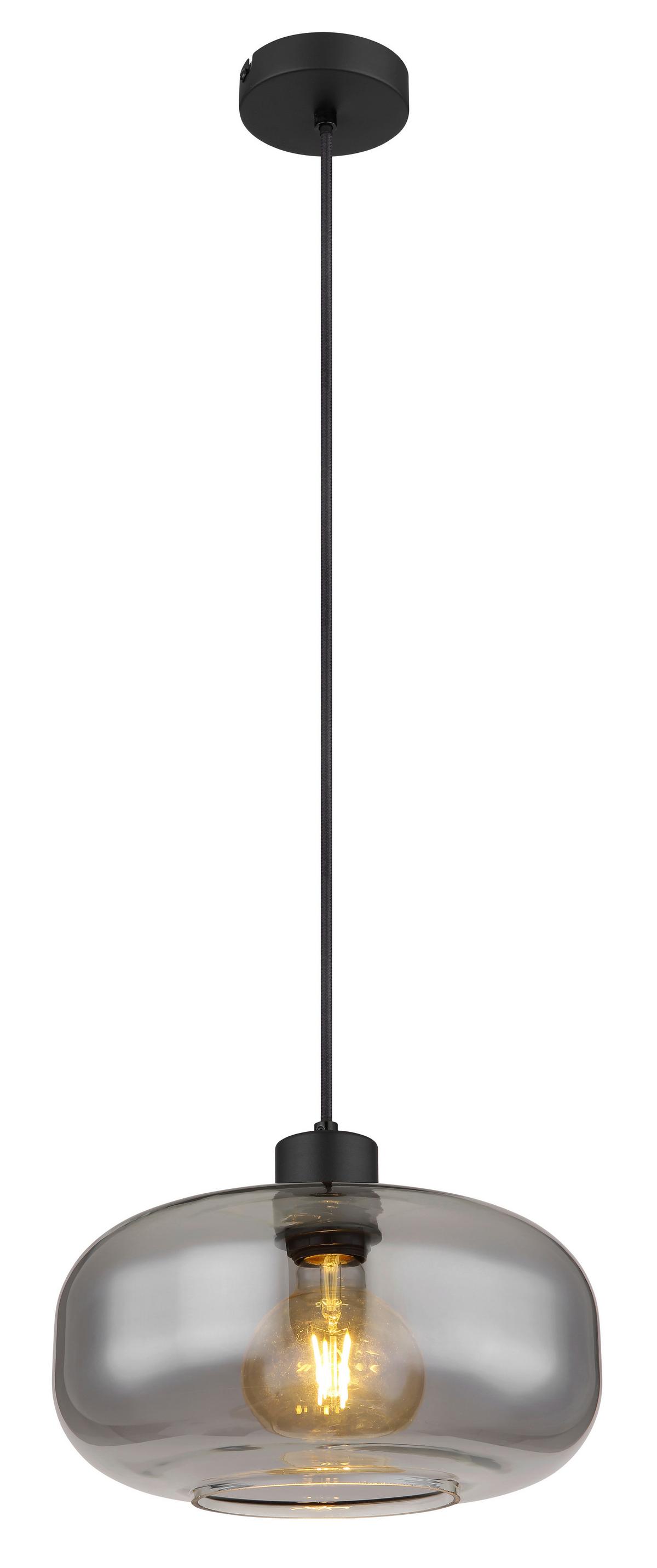 Hängeleuchte Giuseppe Schwarz max. 40 Watt - Schwarz, Basics, Glas/Metall (28/120cm) - Globo