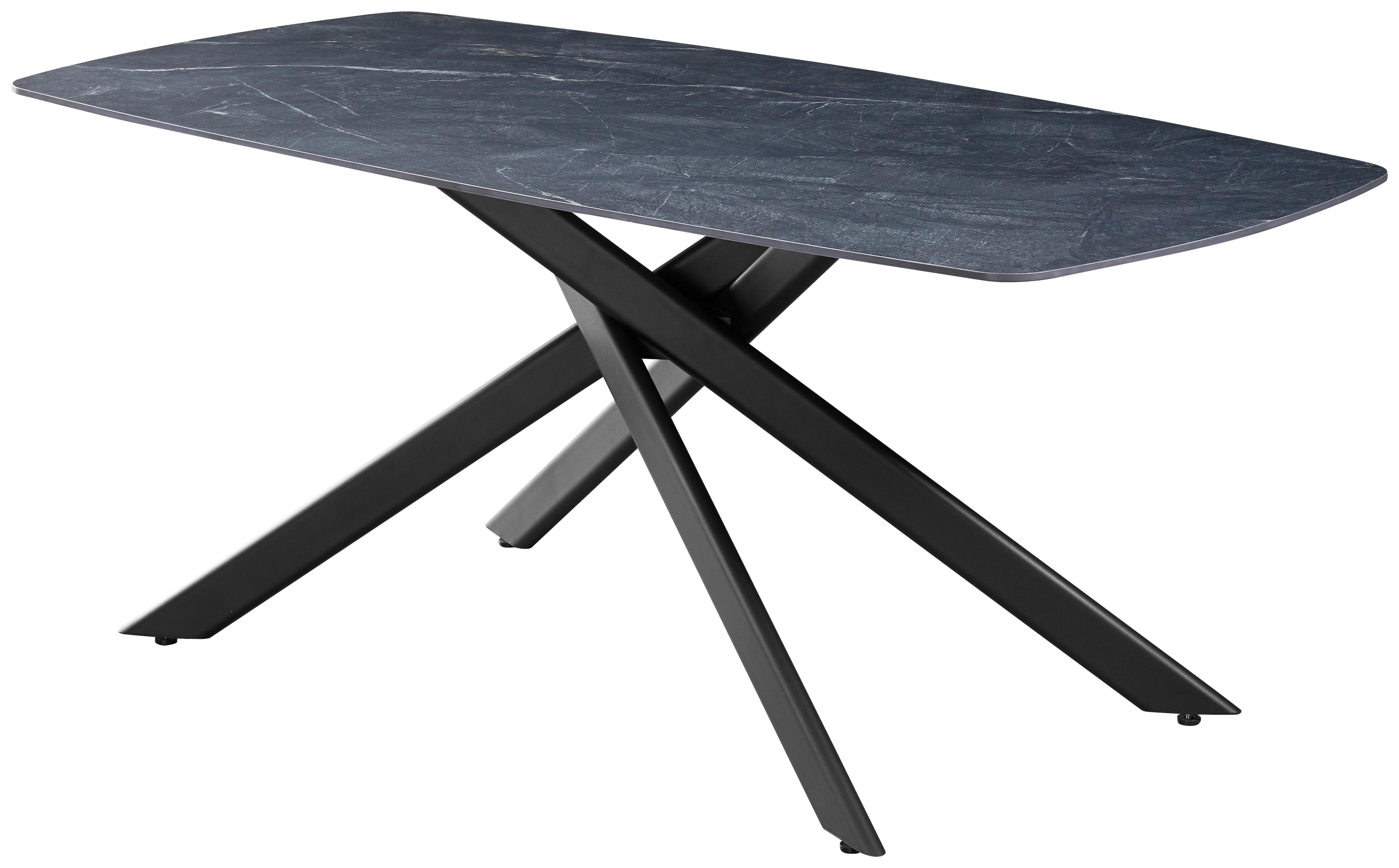 Masa ROYAL - negru, Modern, metal/piatră (140/75/80cm) - Premium Living