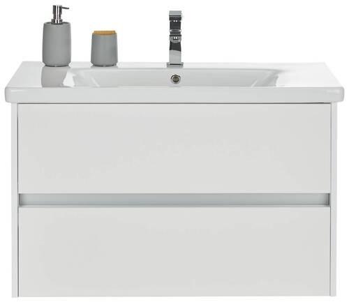 SZAFKA Z UMYWALKĄ OTTAWA -EXKLUSIV- - biały wysoki połysk/biały, Modern, materiał drewnopochodny/ceramika (89,5/55,7/45,5cm) - Mömax