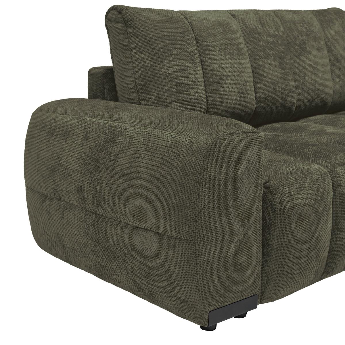 Wohnlandschaft Bolonia Olivgrün - Schwarz Hochglanz/Olivgrün, MODERN, Textil/Metall (273/166cm) - Mömax