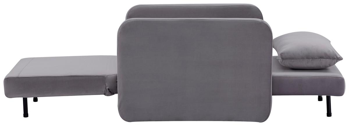 Naslanjač York, Siva, Žamet, Ležišče - siva/črna, Design, umetna masa/tekstil (93/83/85cm) - Modern Living