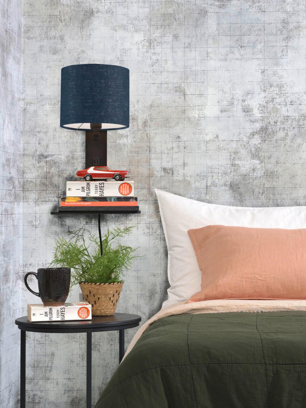 Stenska Svetilka Andes, Modra, Črna - modra/črna, Trend, tekstil/les (19/24/36cm) - Good & Mojo